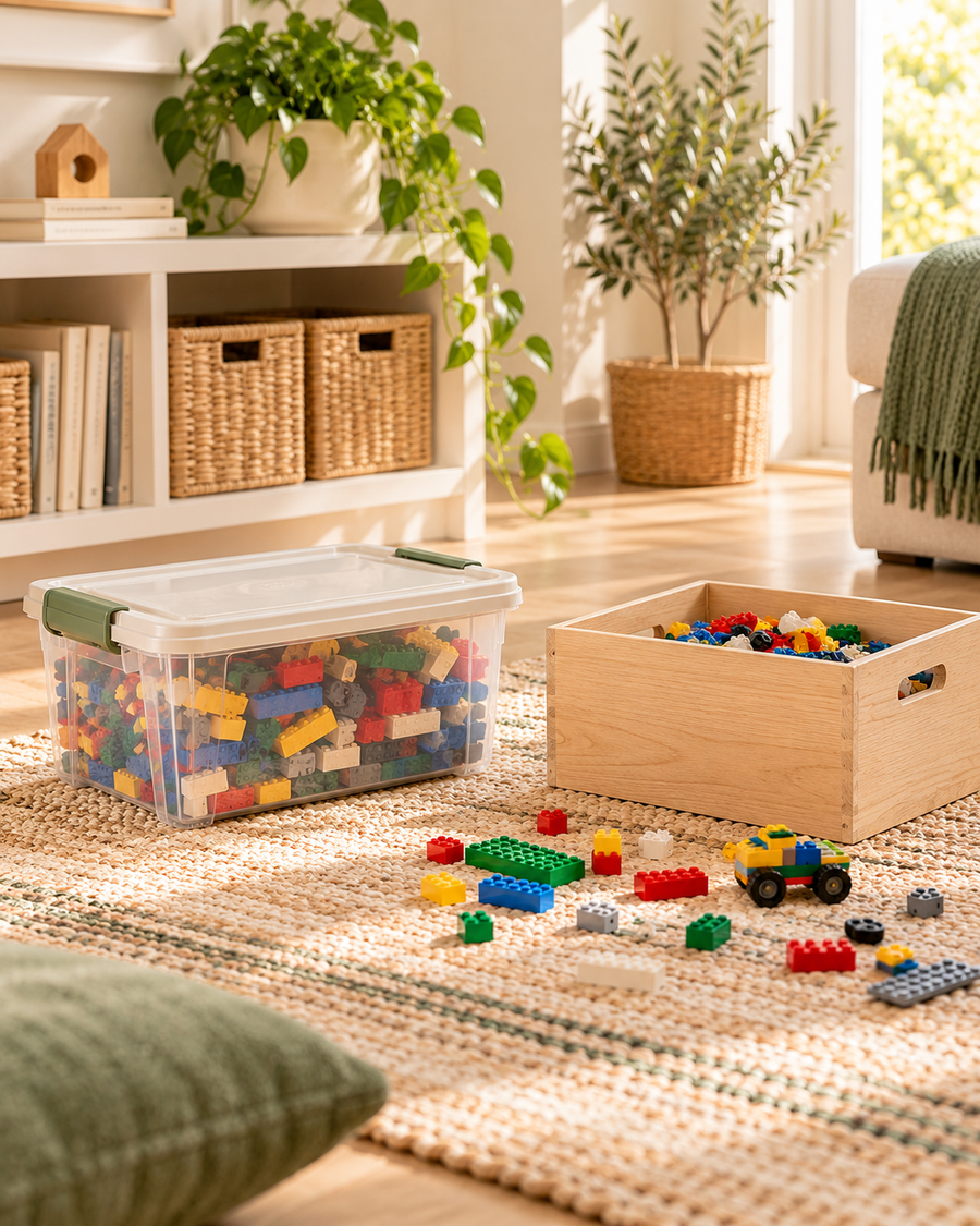 LEGO-Box mit Deckel oder offene Kiste: Was ist im Alltag besser?