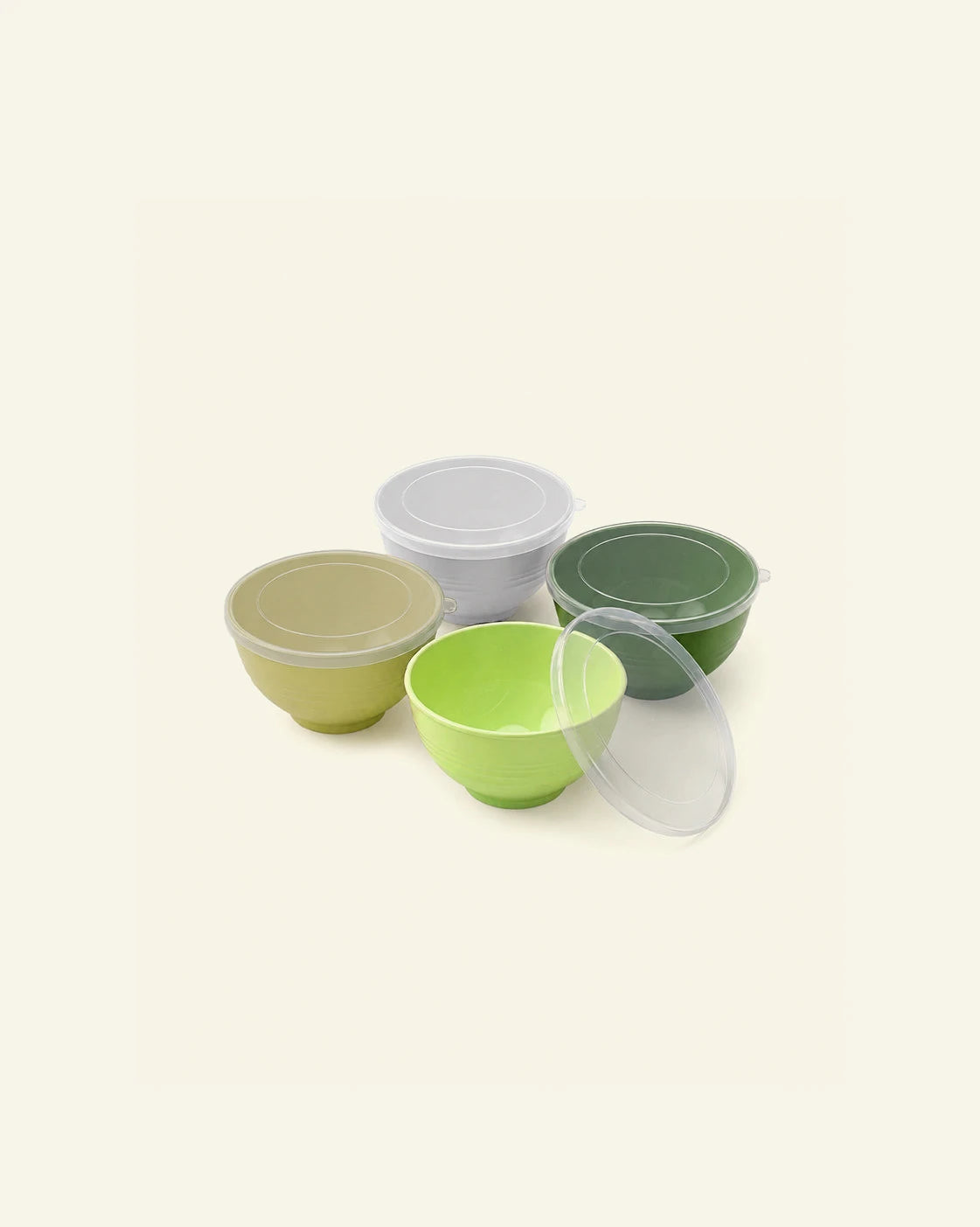 Large Plastic Serving Bowls with Lids – Set of 4