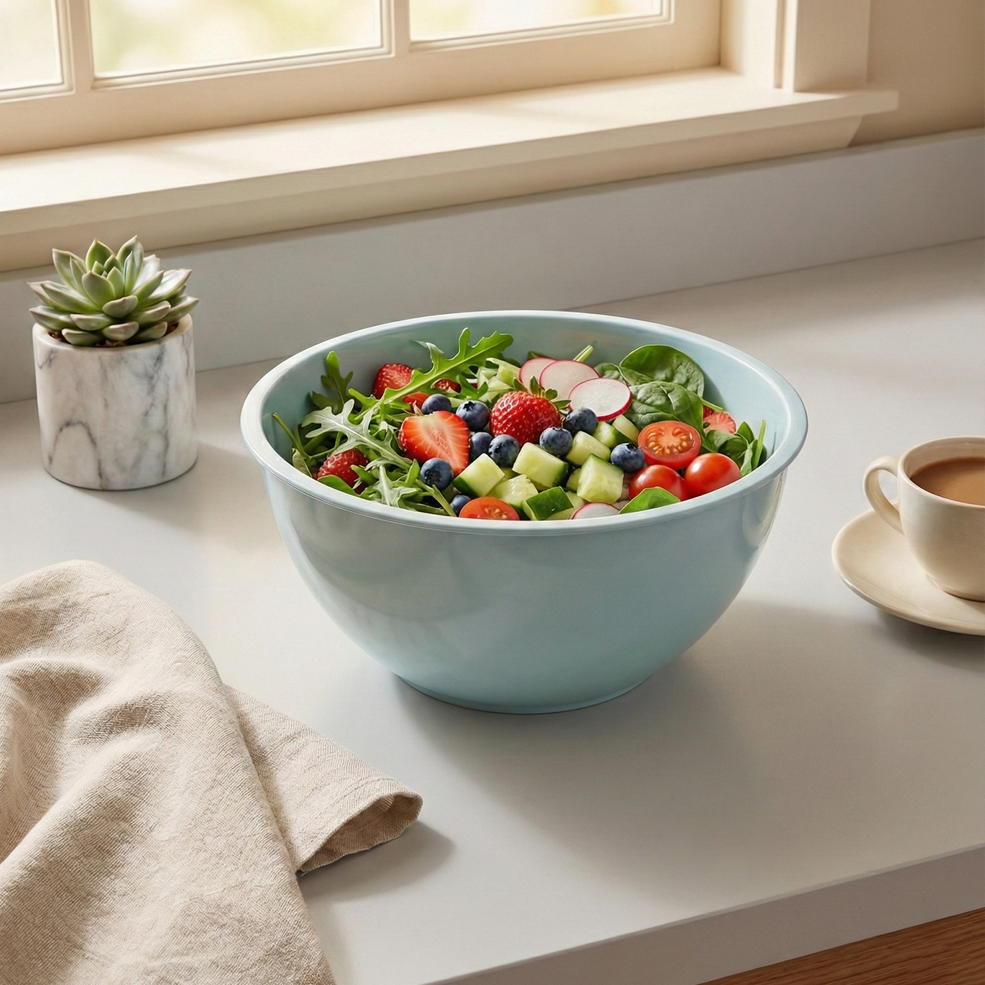 Large Plastic Serving Bowls with Lids – Set of 4