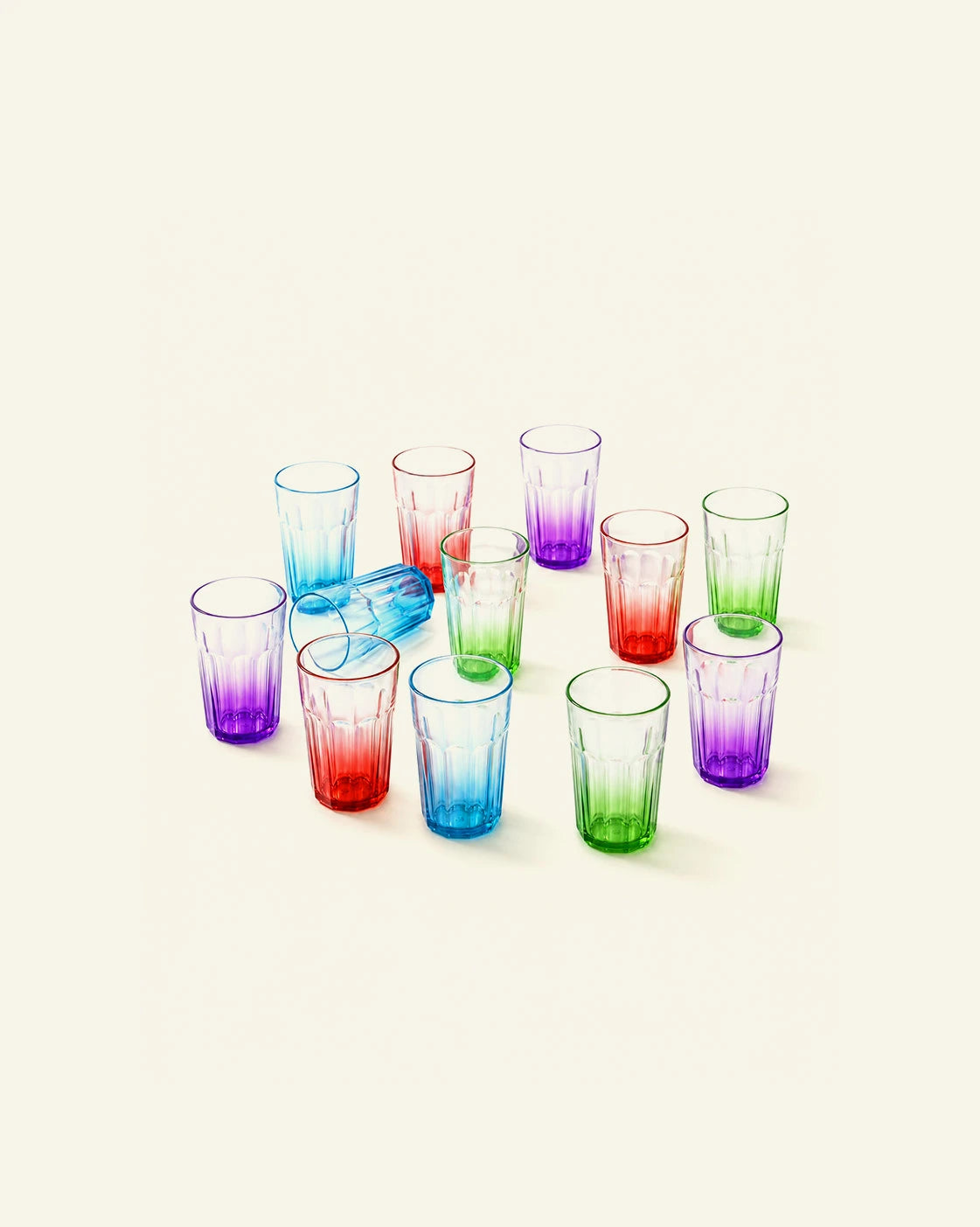 Gerippte Glasbecher – 6er-Set
