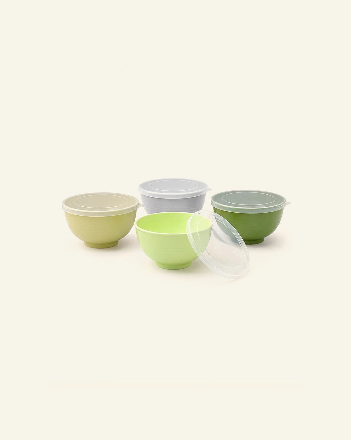Large Plastic Serving Bowls with Lids – Set of 4