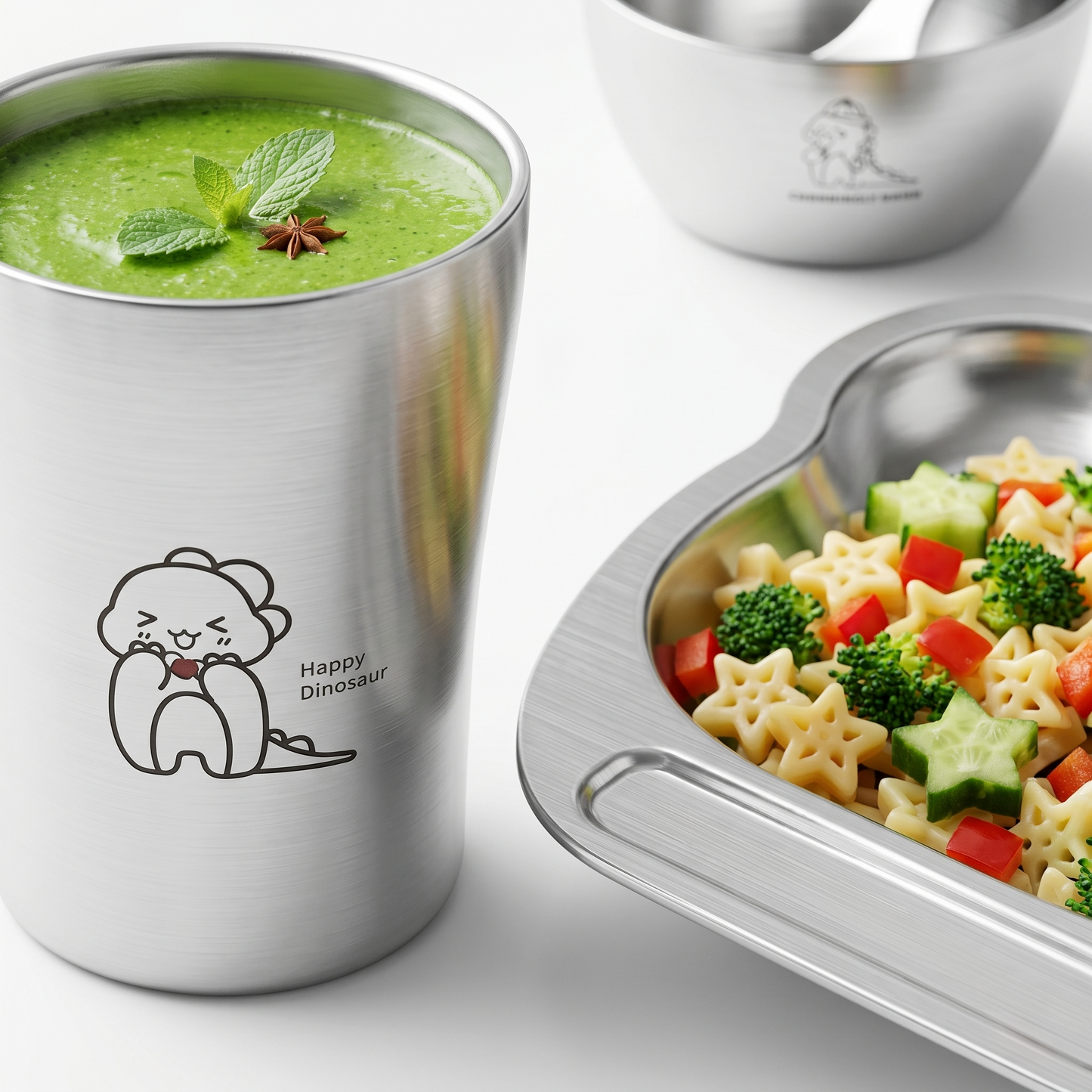 Cartoon Stainless Steel Plate Bowl Cup Set