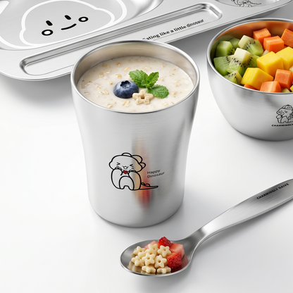 Cartoon Stainless Steel Plate Bowl Cup Set