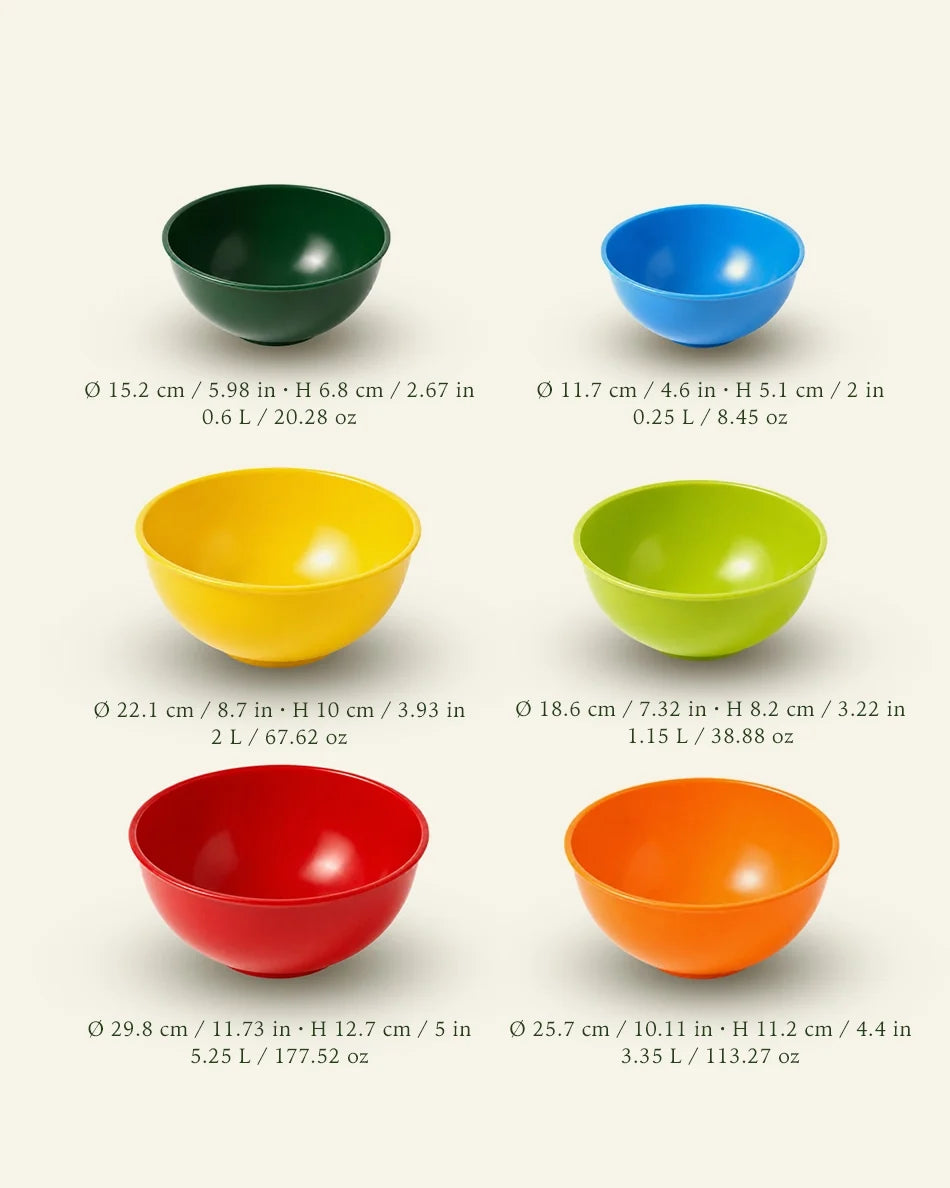 Nesting Mixing Bowls with Lids Set of 6 - dimensions