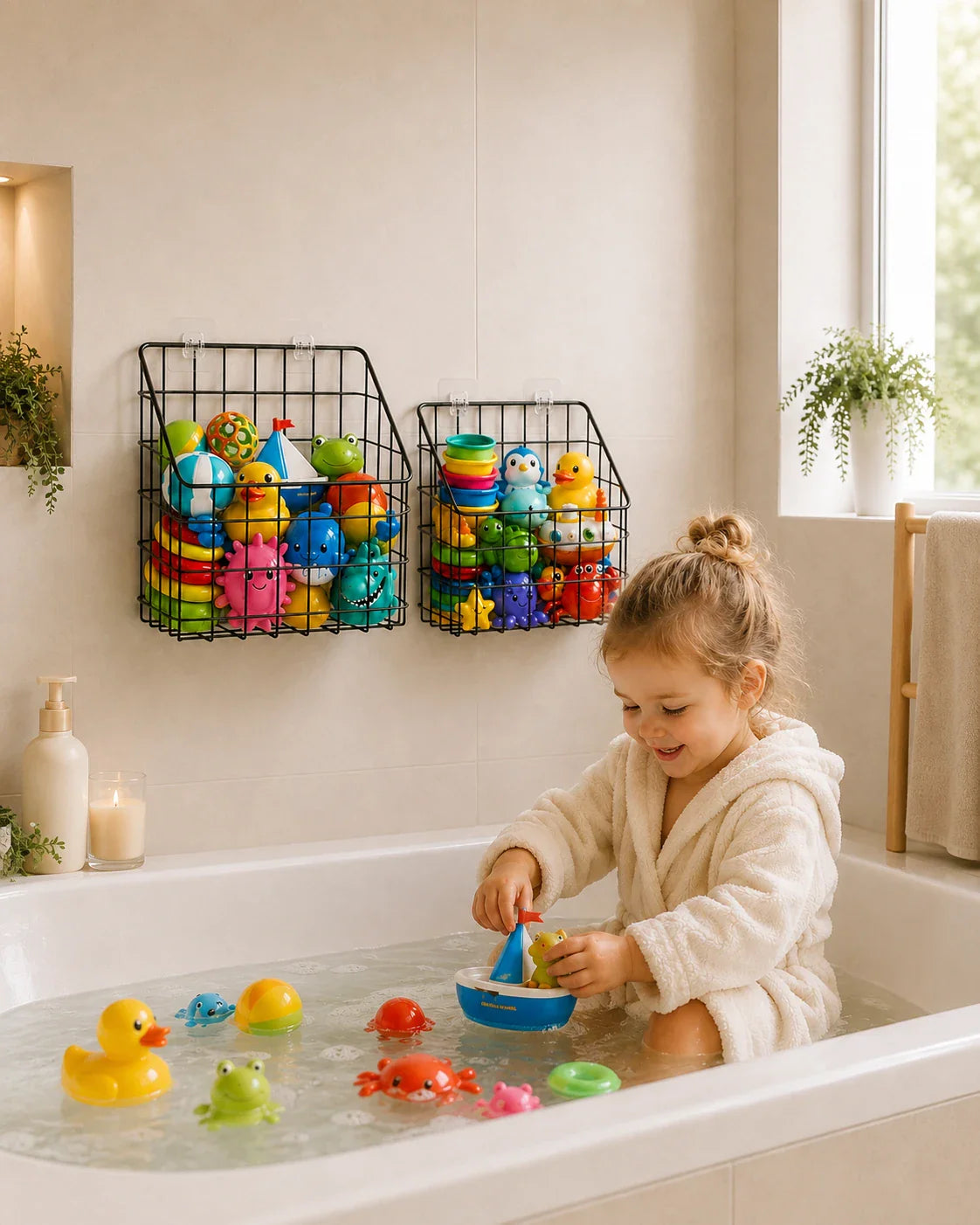 Drahtkorb zur Aufbewahrung von Badespielzeug, Frosch-Design – Greentainer