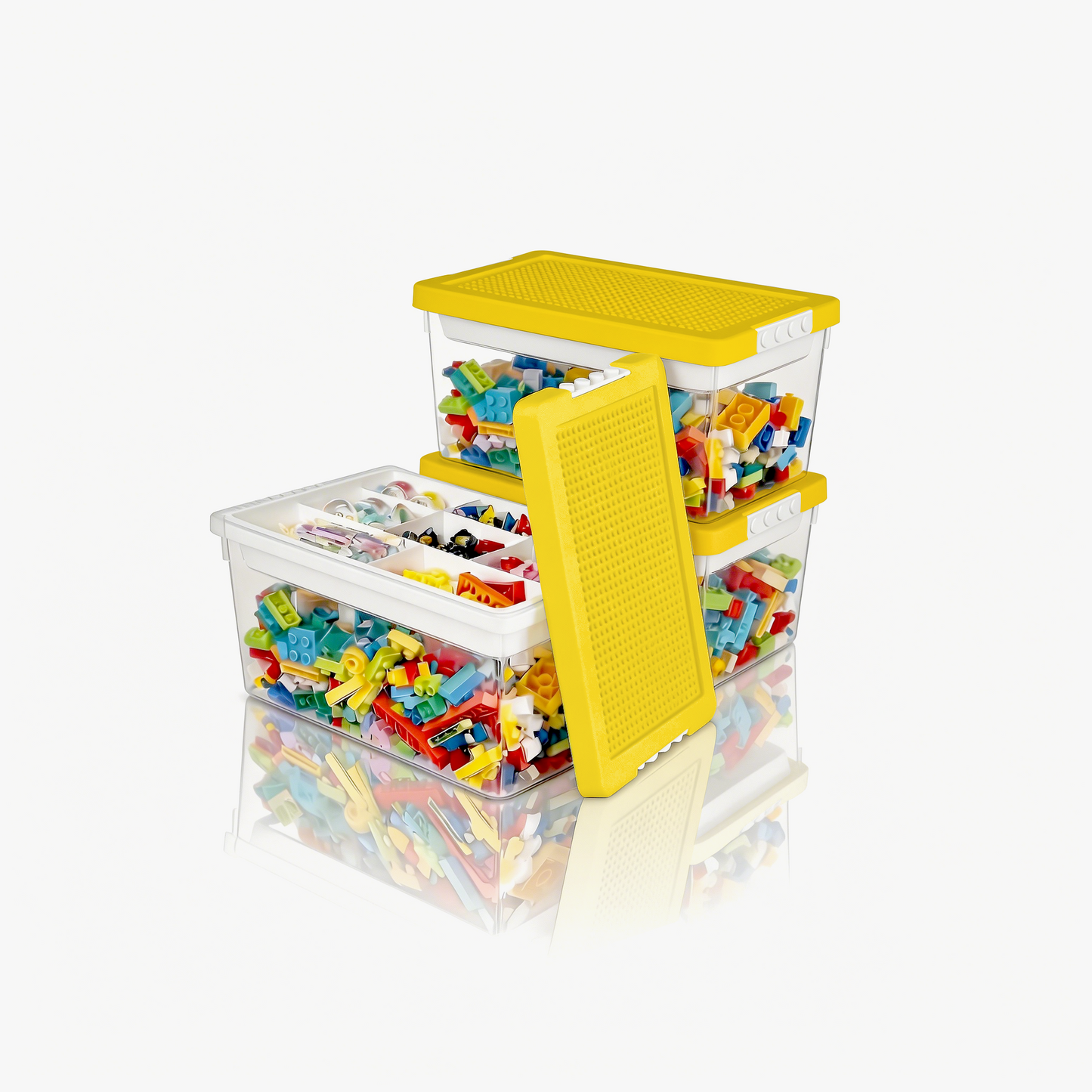 Stackable Toy Storage Bins With Baseplate Lids
