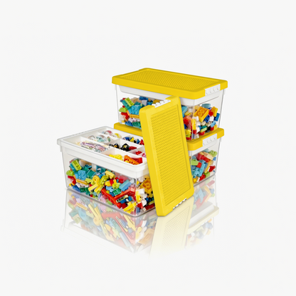 Stackable Toy Storage Bins With Baseplate Lids