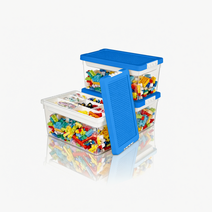Stackable Toy Storage Bins With Baseplate Lids