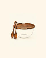 Salatbesteckset aus Holz mit Deckel