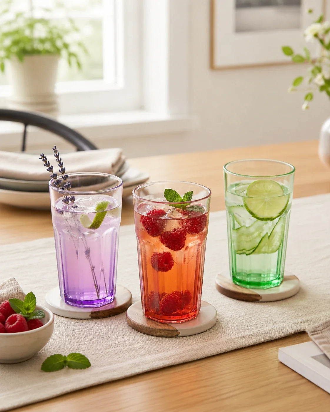 Ribbed Glass Tumblers Set of 6 – Heavy Duty Drinking Glasses | Greentainer