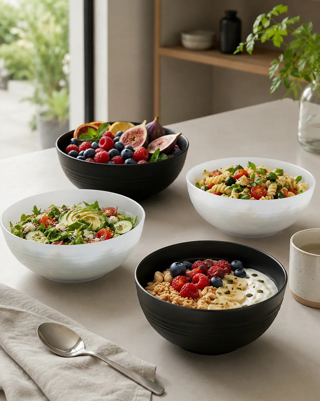 Plastic Cereal Bowls with Lids – Set of 6