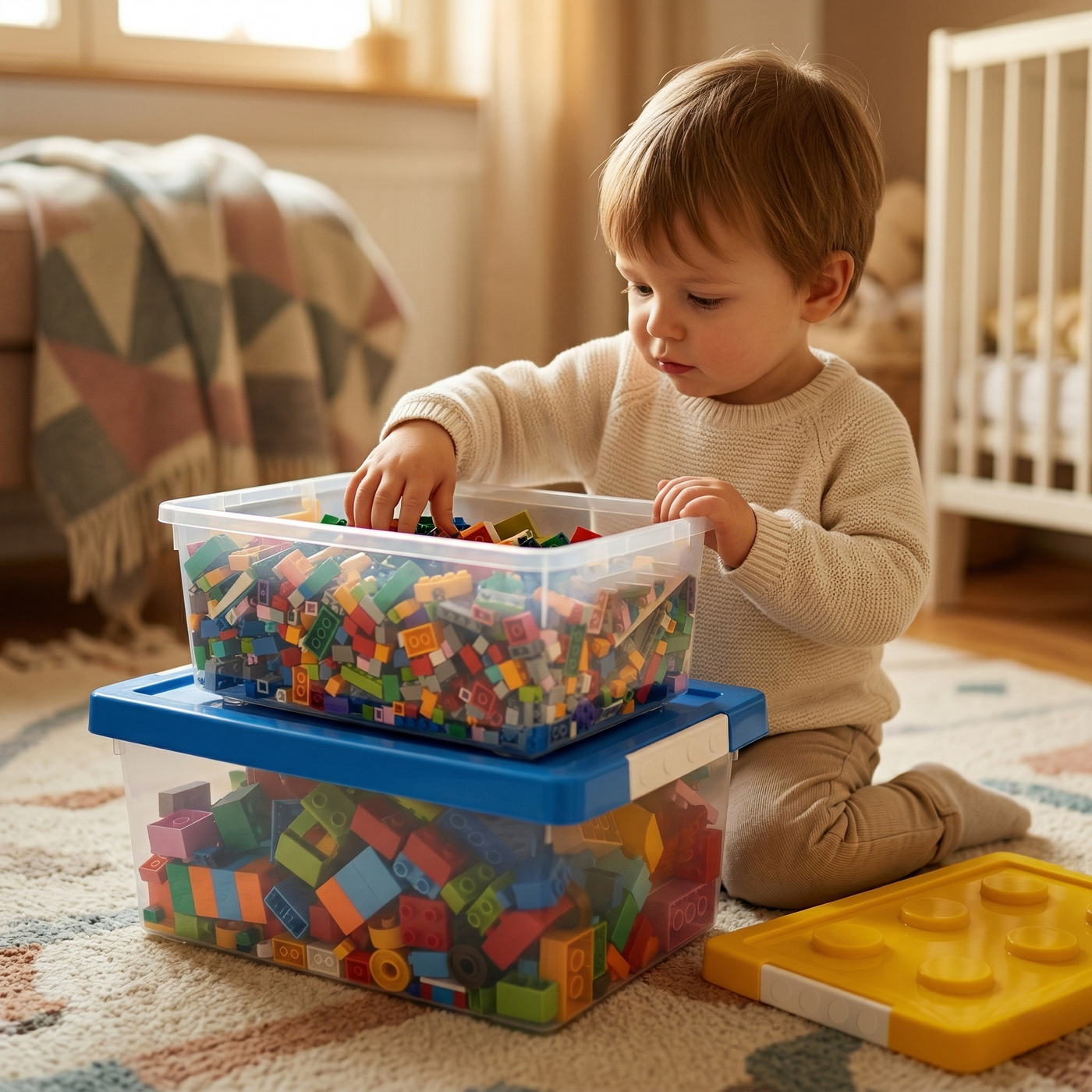 Lego Aufbewahrungsboxen mit Grundplatten-Deckeln – 2er-Set