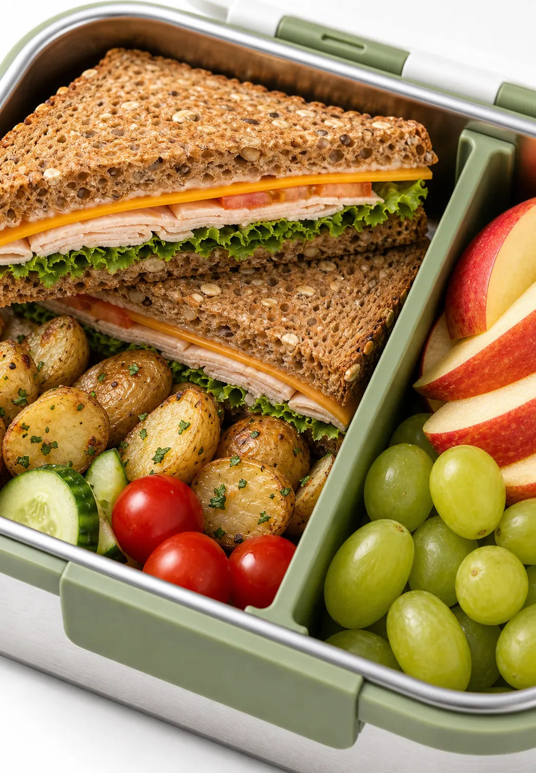 Edelstahl-Bento-Box mit Gabel und Löffel, 2-lagig – Greentainer