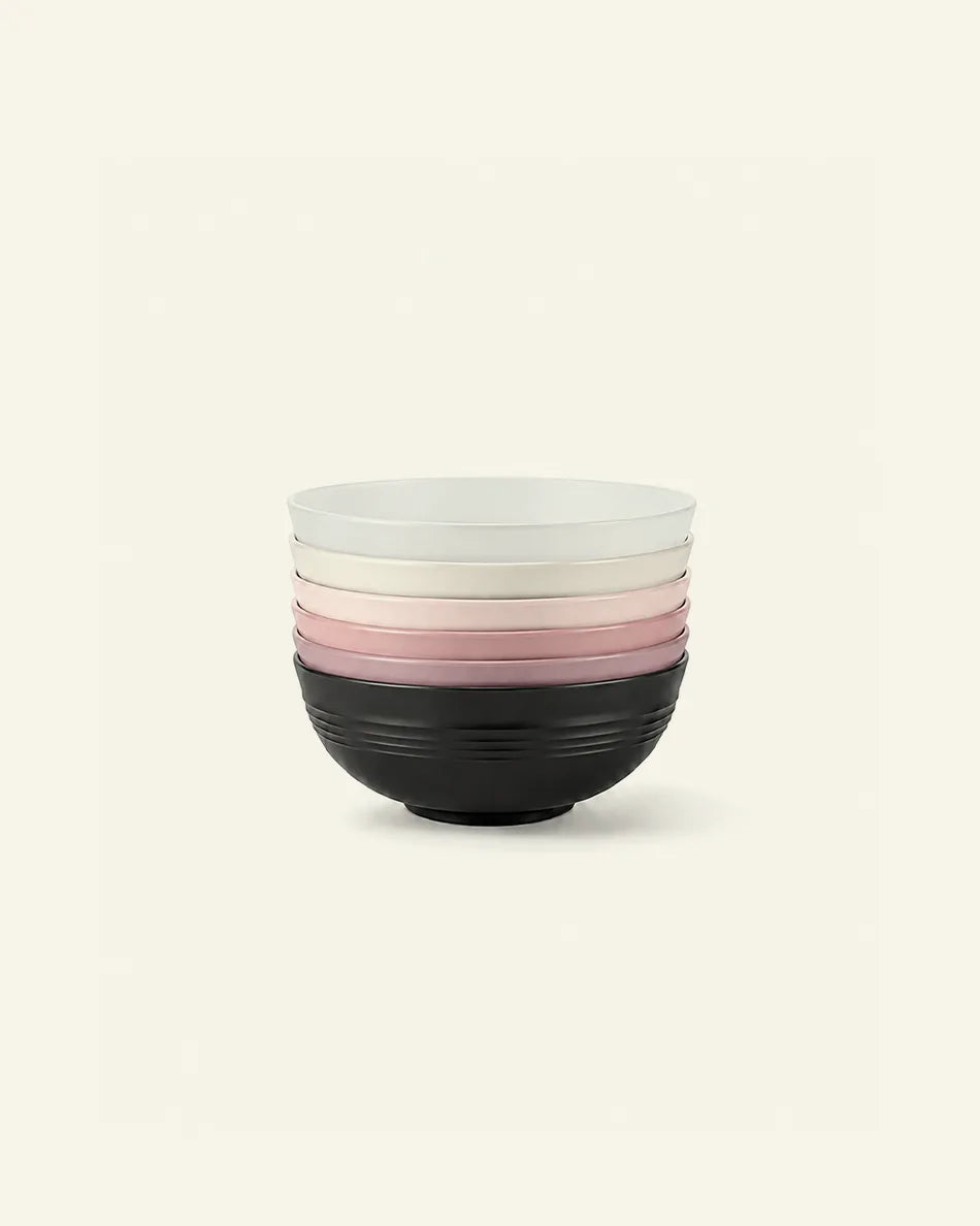 Plastik-Müslischalen mit Deckel – 6er-Set