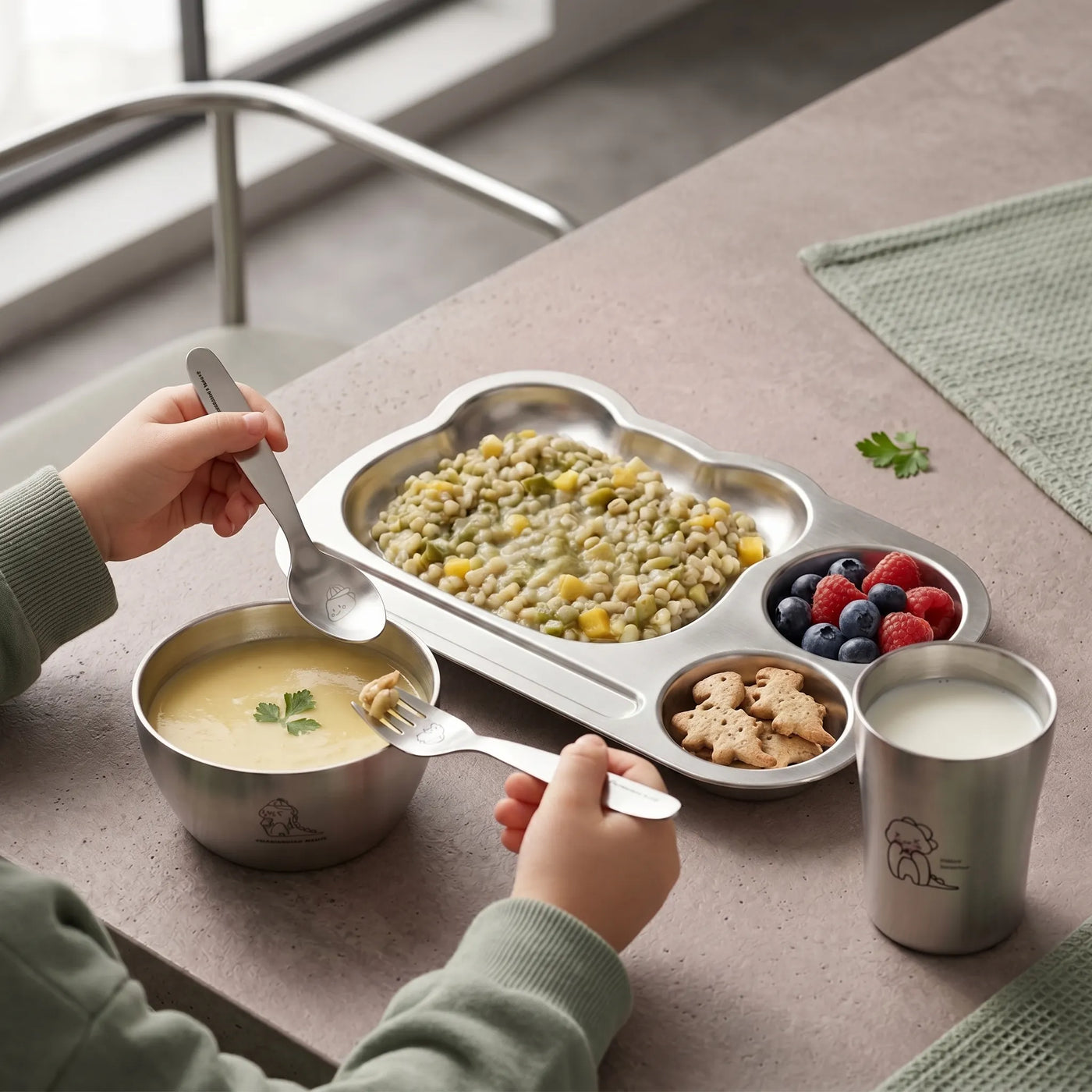 Kids Stainless Steel Dinnerware Set