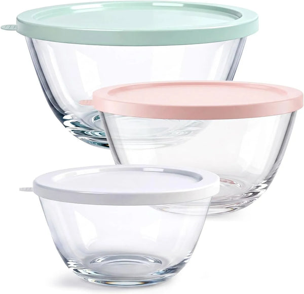 3 Nesting Bowls (2.9, 1.6, 0.7 QT) + 3 Lids