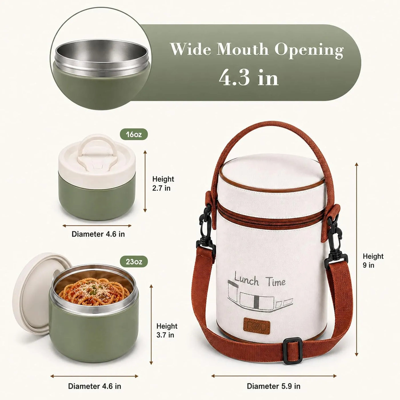 Insulated Food Jar – Set of 2 (23oz + 16oz), Stainless Steel