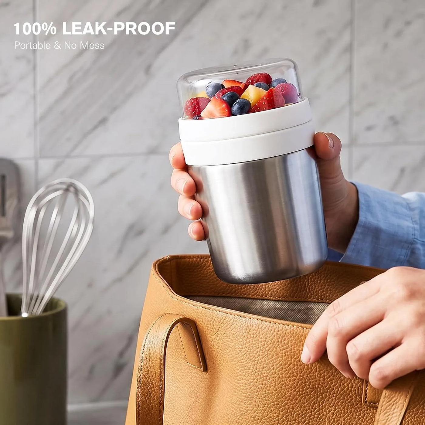 Overnight Oats Container with Lid and Spoon, 26 oz (18+8)