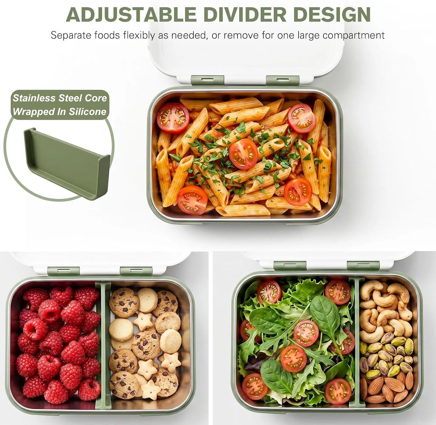 Stainless Steel Bento Box with Fork & Spoon, 2-Layer