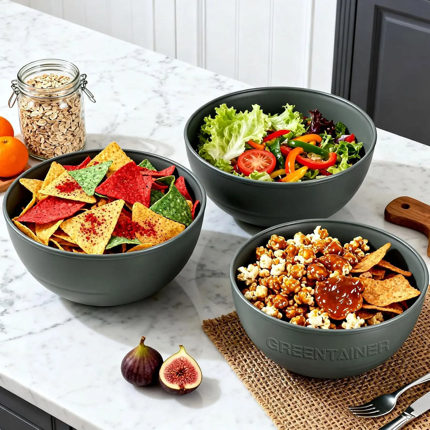 135oz Plastic Salad Bowls – 3 Pack Large Serving Bowls