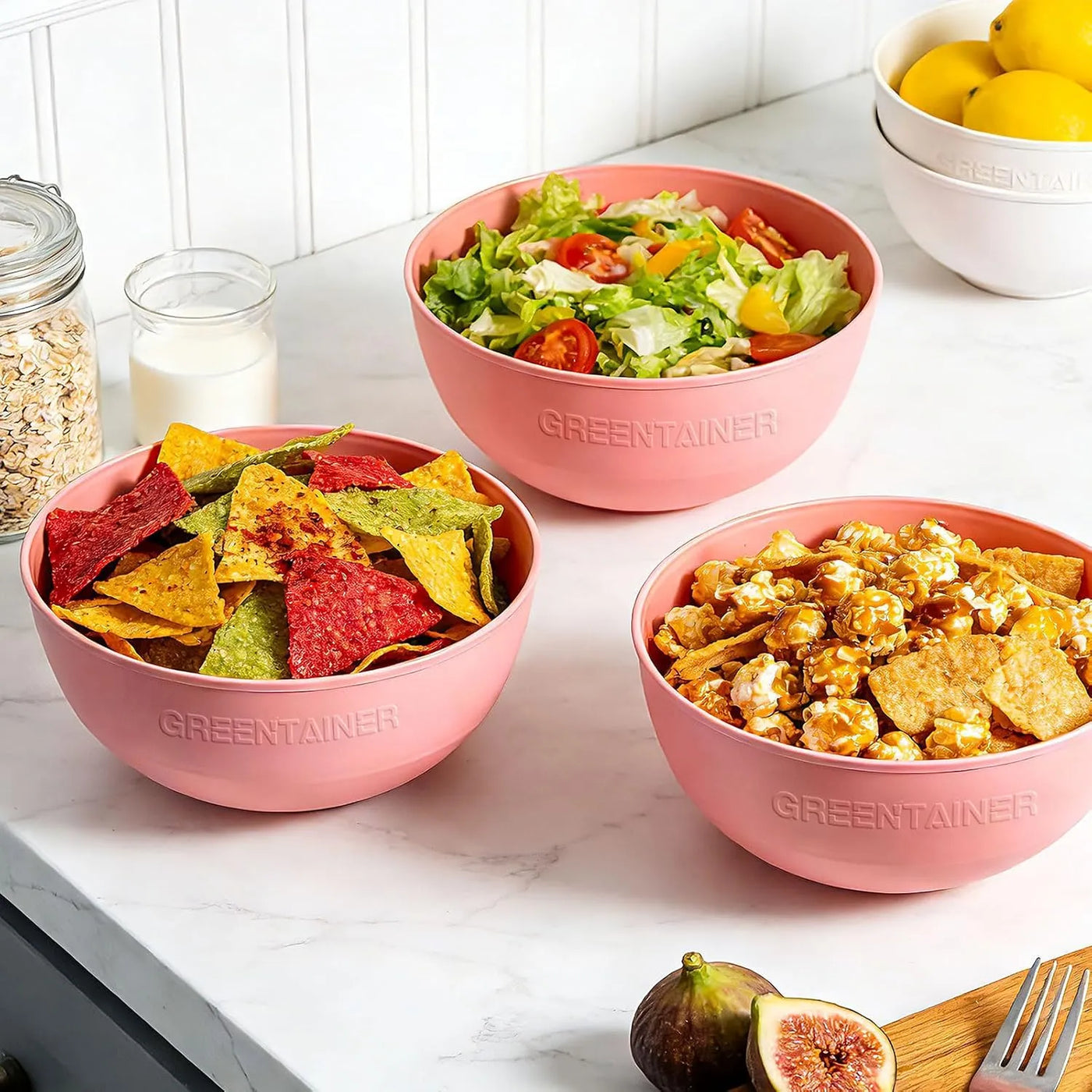 135oz Plastic Salad Bowls – 3 Pack Large Serving Bowls