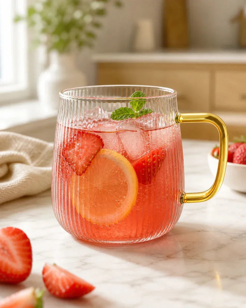 Glass Mugs with Handle - Set of 6