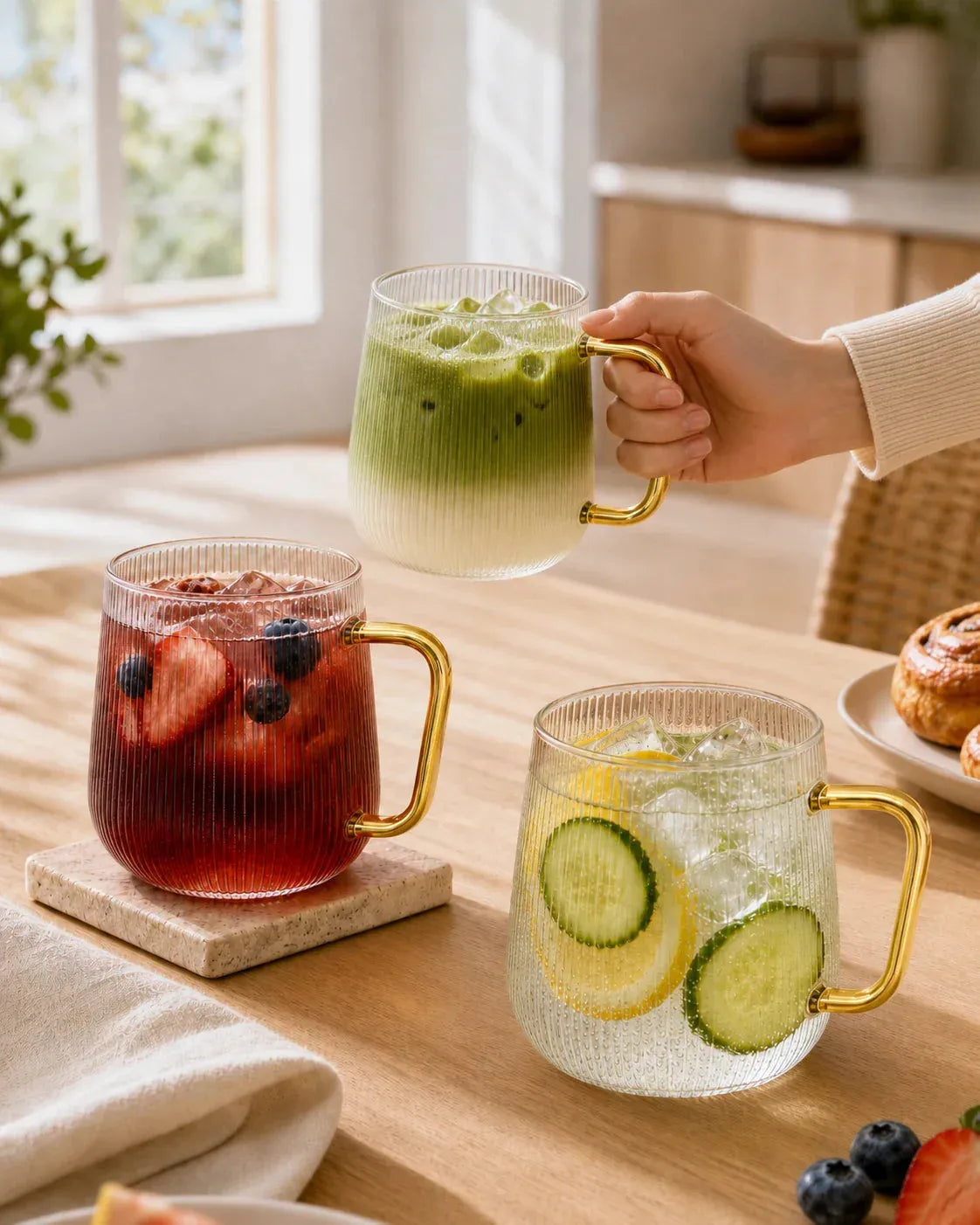 Glass Mugs with Handle - Set of 6