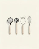 4-Piece Baking Tool Set – Whisk, Potato Masher, Fine Mesh Sieve & Flour Sifter