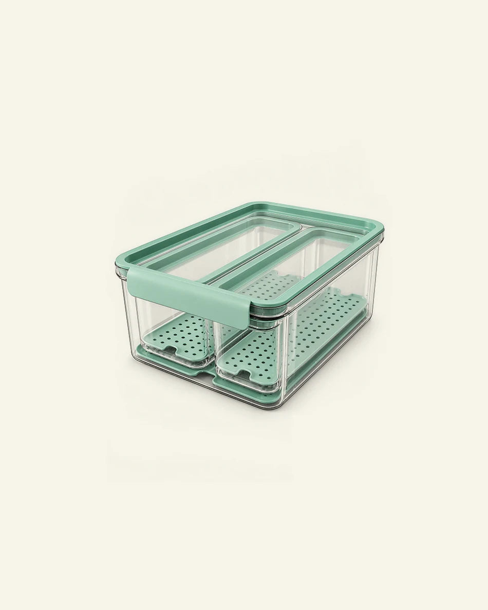 3 in 1 Fridge Produce Storage Box Set with Drainage Tray