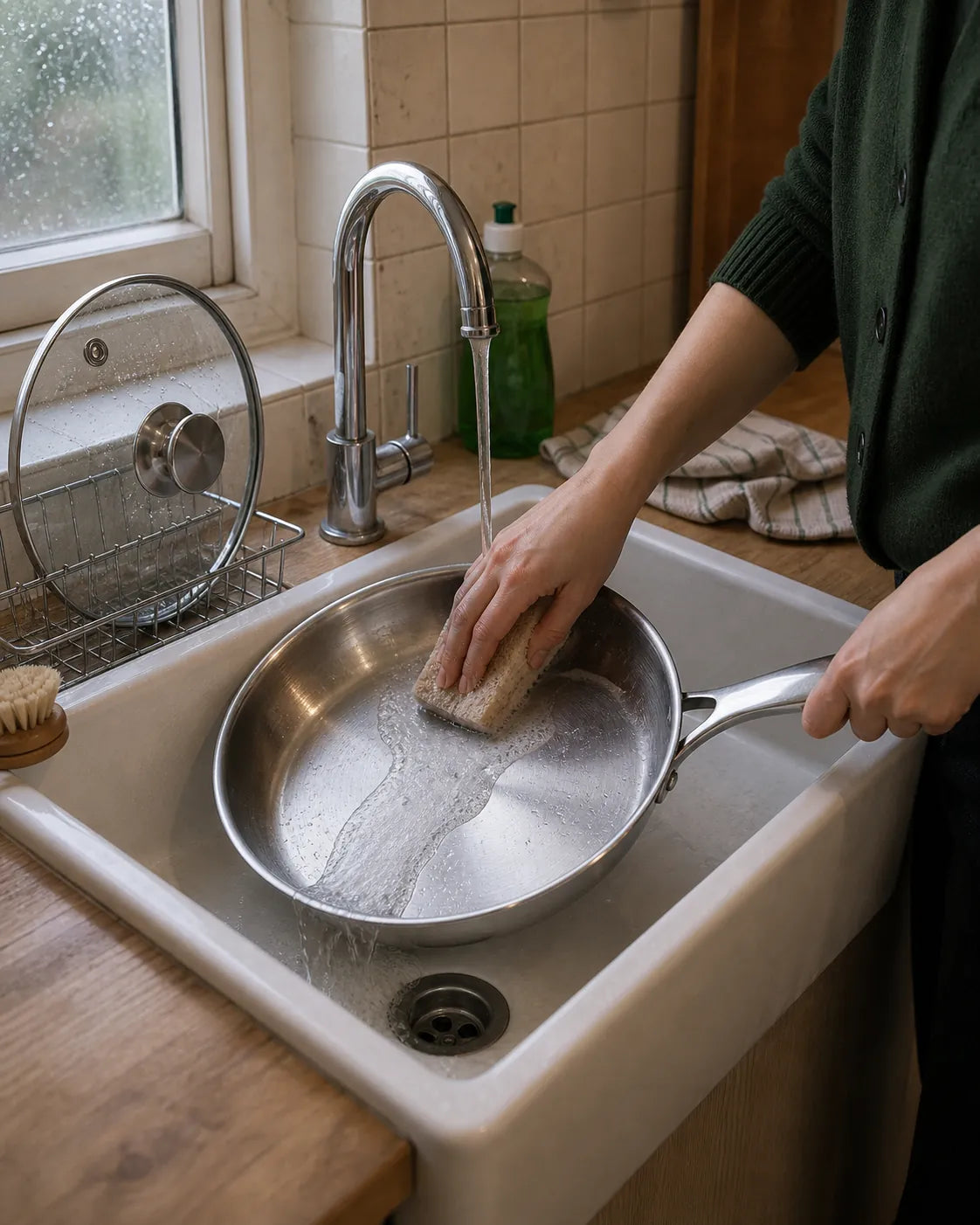 8 Inch (20cm) Stainless Steel Frying Pan with Lid, Tri-Ply Skillet