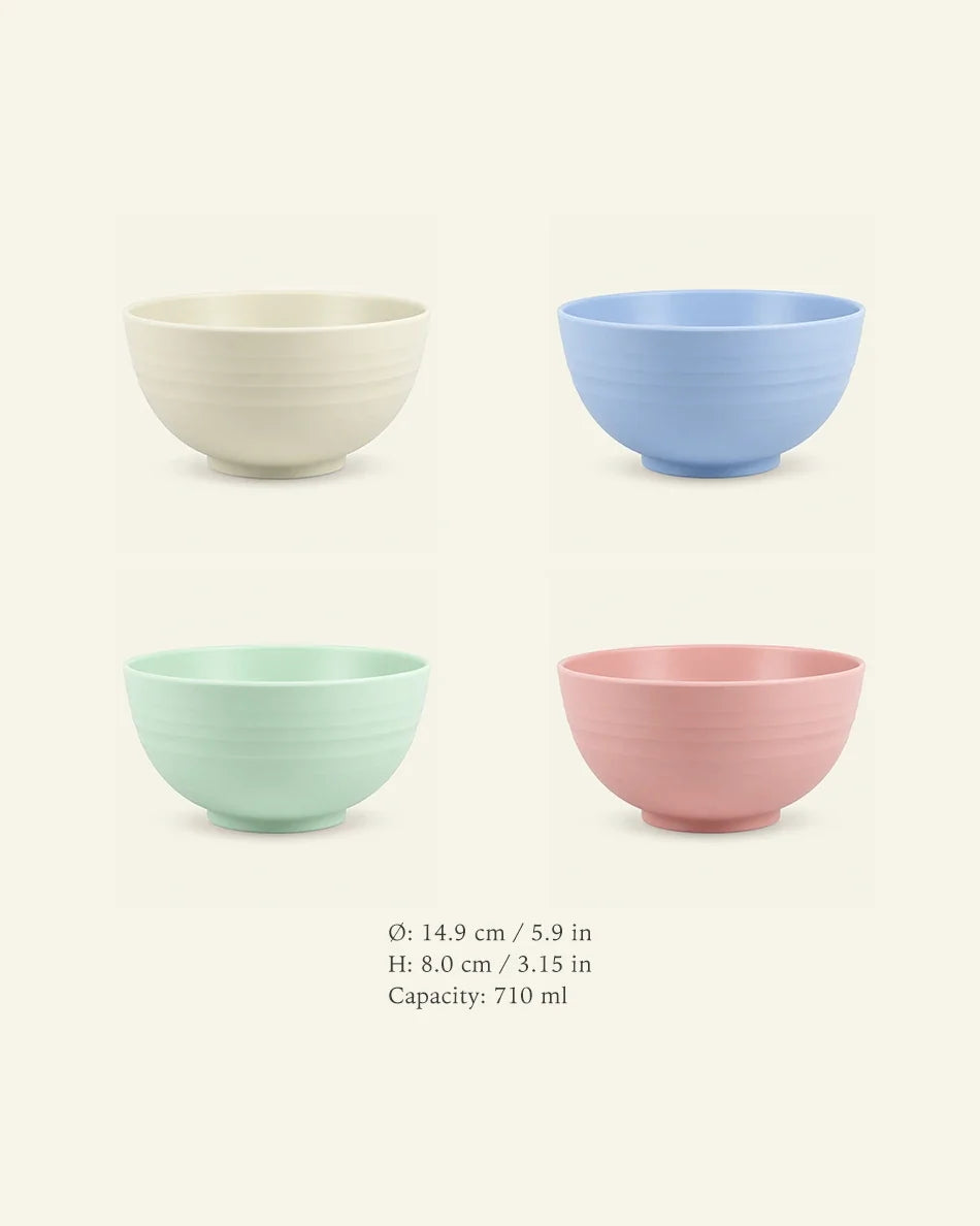 Lacquer Bowl Set with Chopsticks and Spoons - dimensions