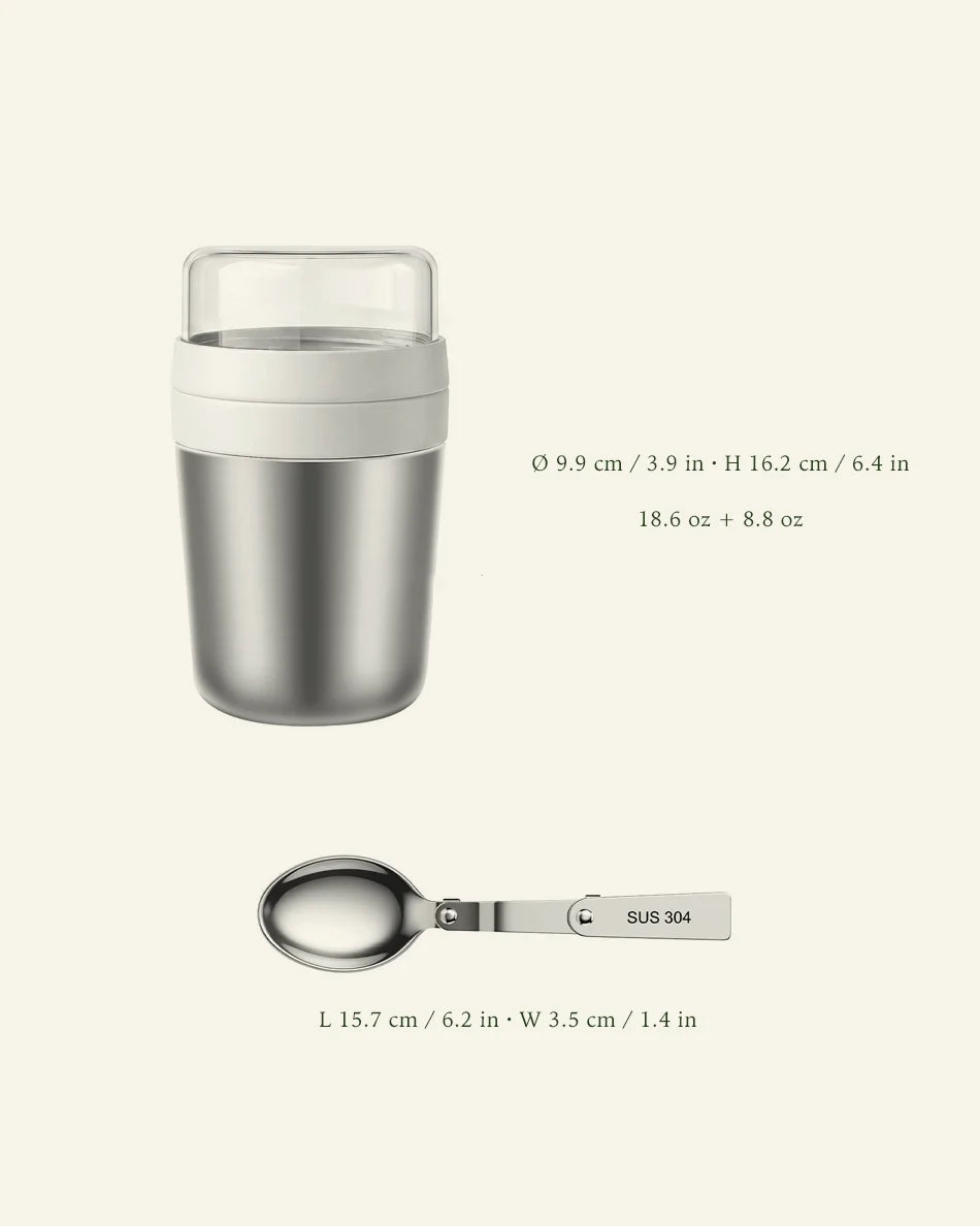 Overnight Oats Container with Lid and Spoon 26 oz - dimensions