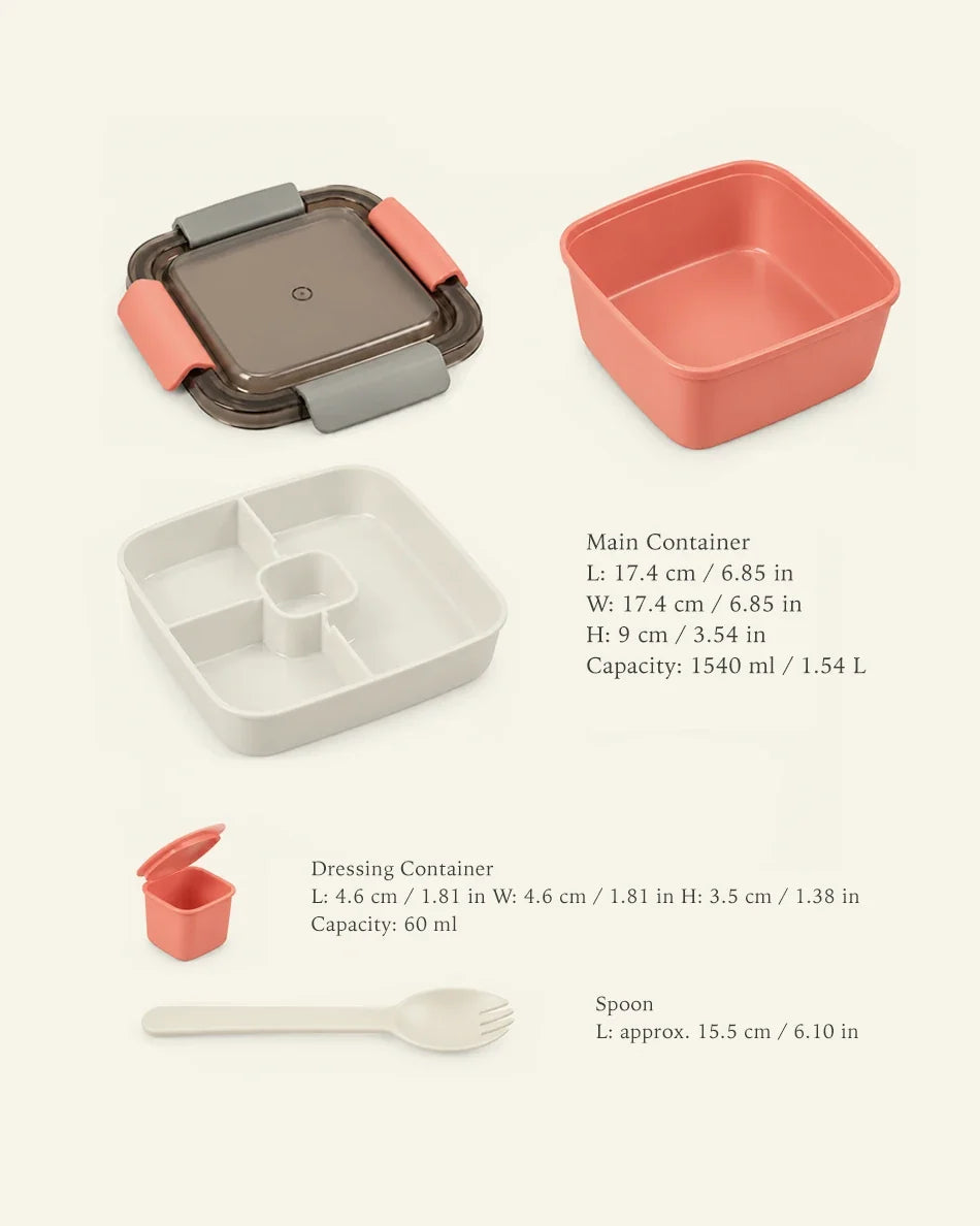 Ribbed Lunch Box with Compartments - dimensions