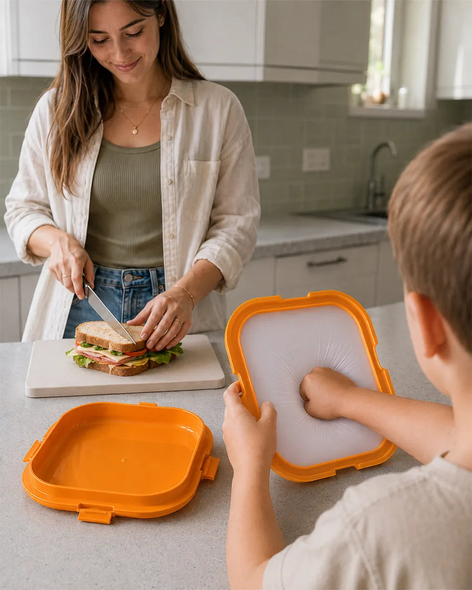 Airtight Food Storage Container – Square Sandwich & Fruit Keeper with Silicone Seal