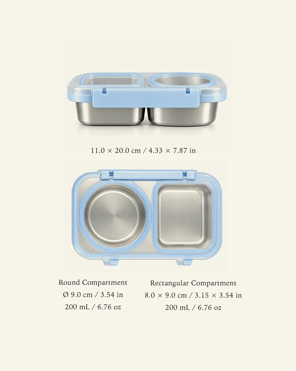Stainless Steel Double-Compartment Snack Box - dimensions