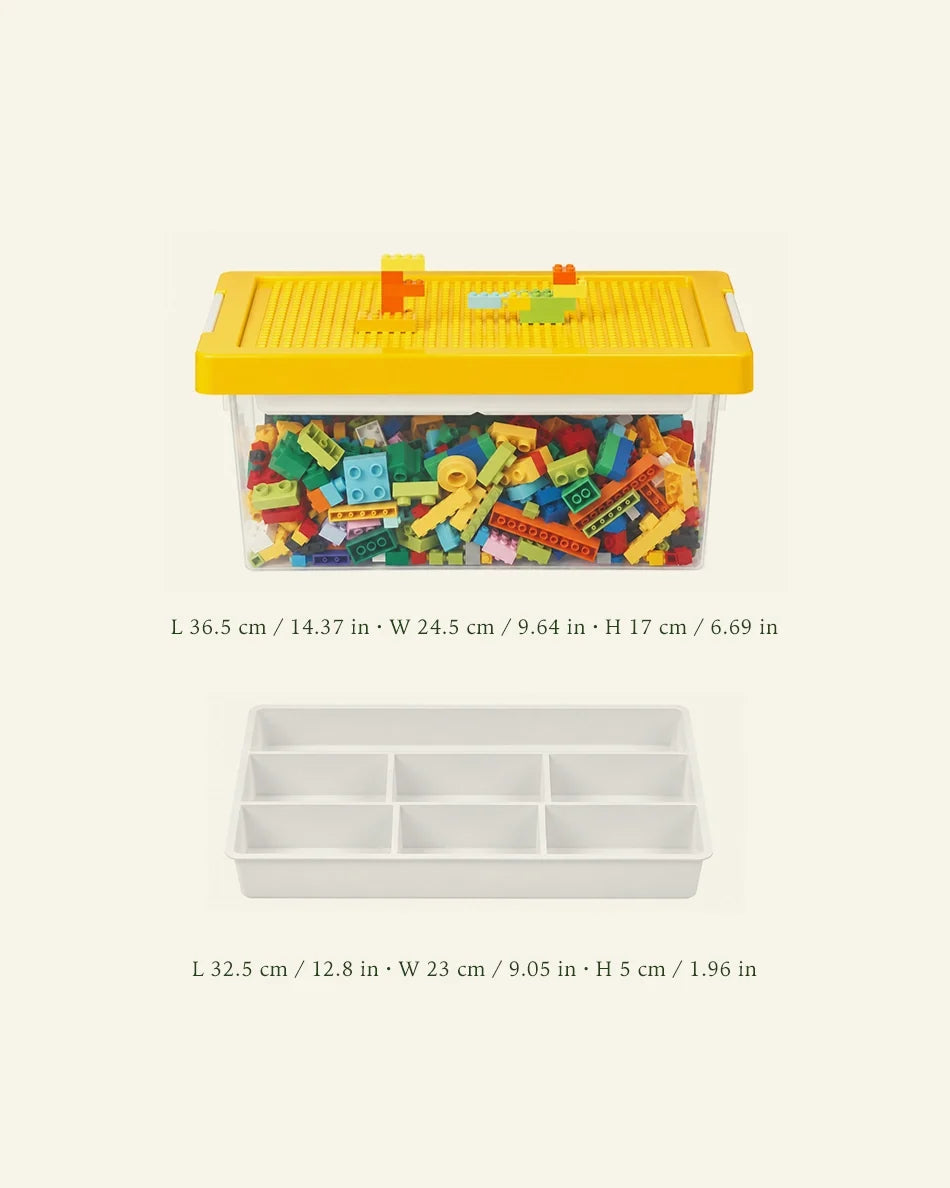 Lego Storage Bin with Removable Tray - dimensions