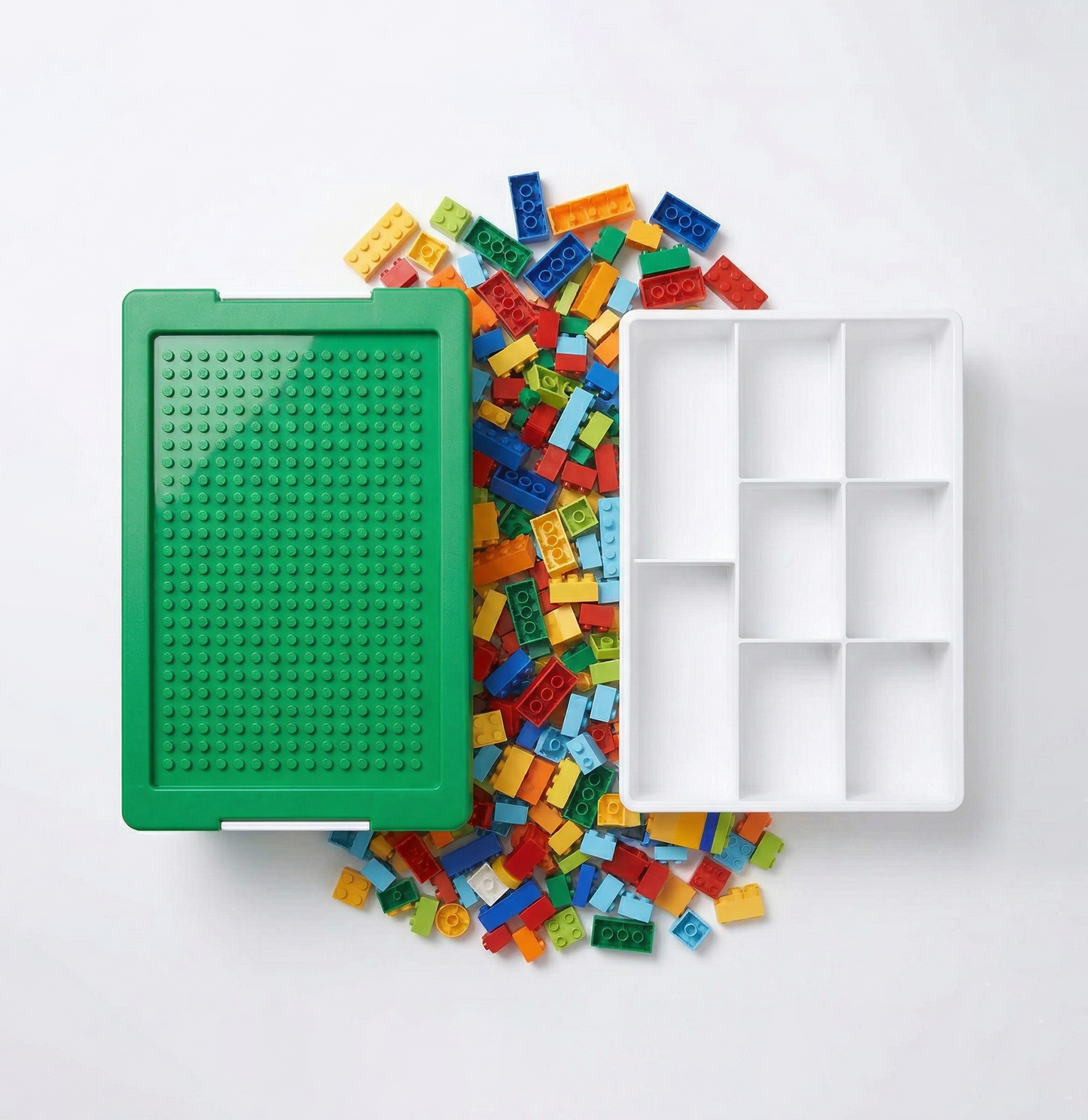 Stackable Toy Storage Bins With Baseplate Lids