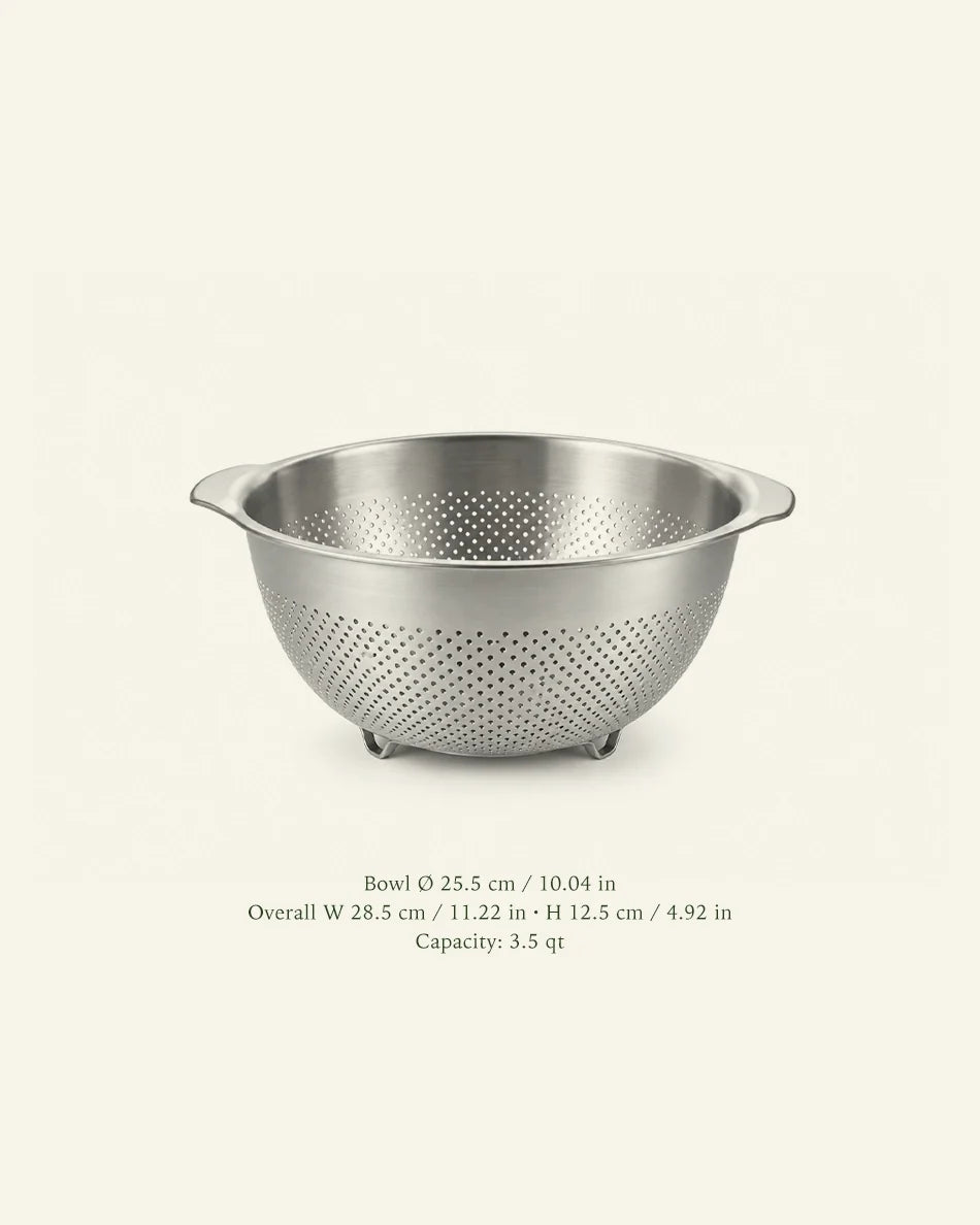 Stainless Steel Colander Bowl with Stand - dimensions