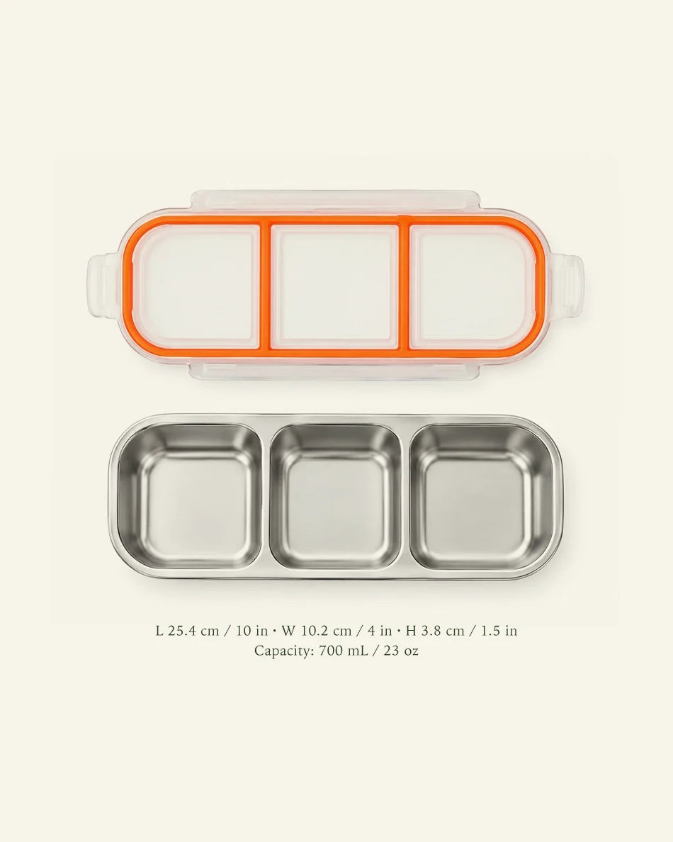 Stainless Steel Divided Snack Container - dimensions