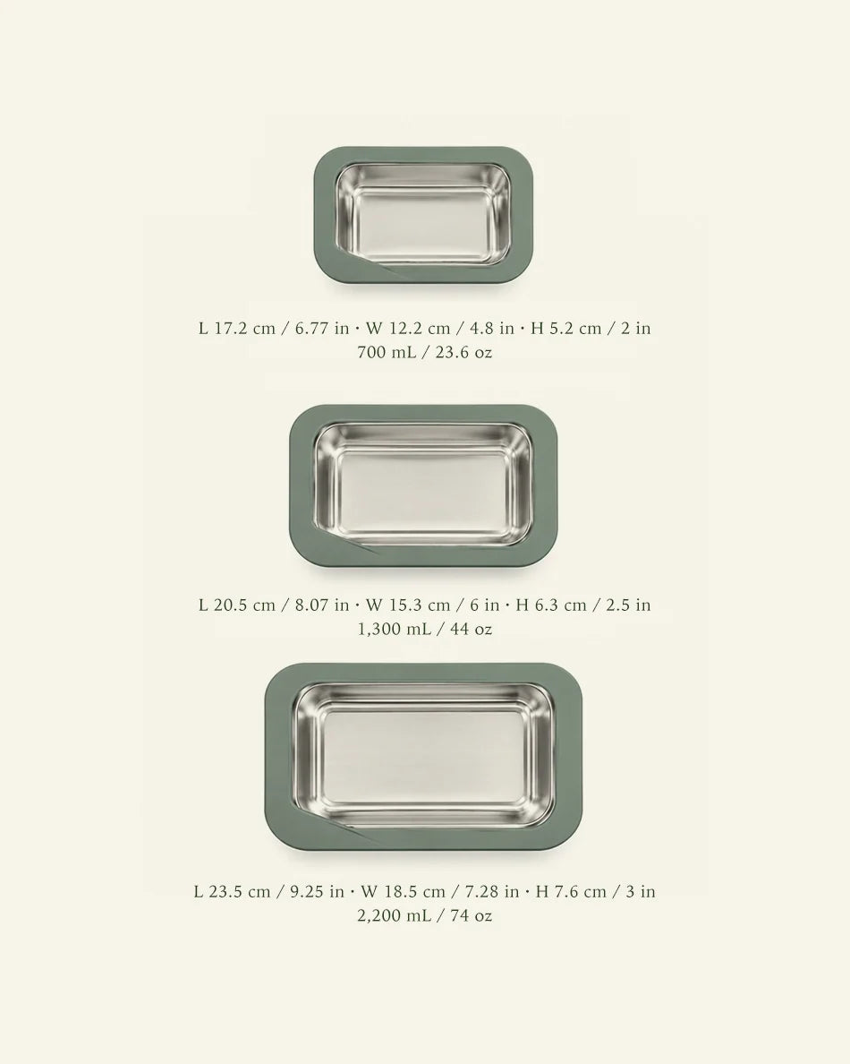 Stainless Steel Snack Containers 3 Pack - dimensions