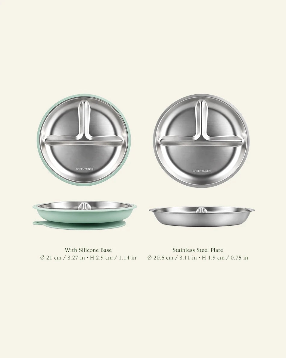 Kids Divided Plates with Suction Set of 3 - dimensions