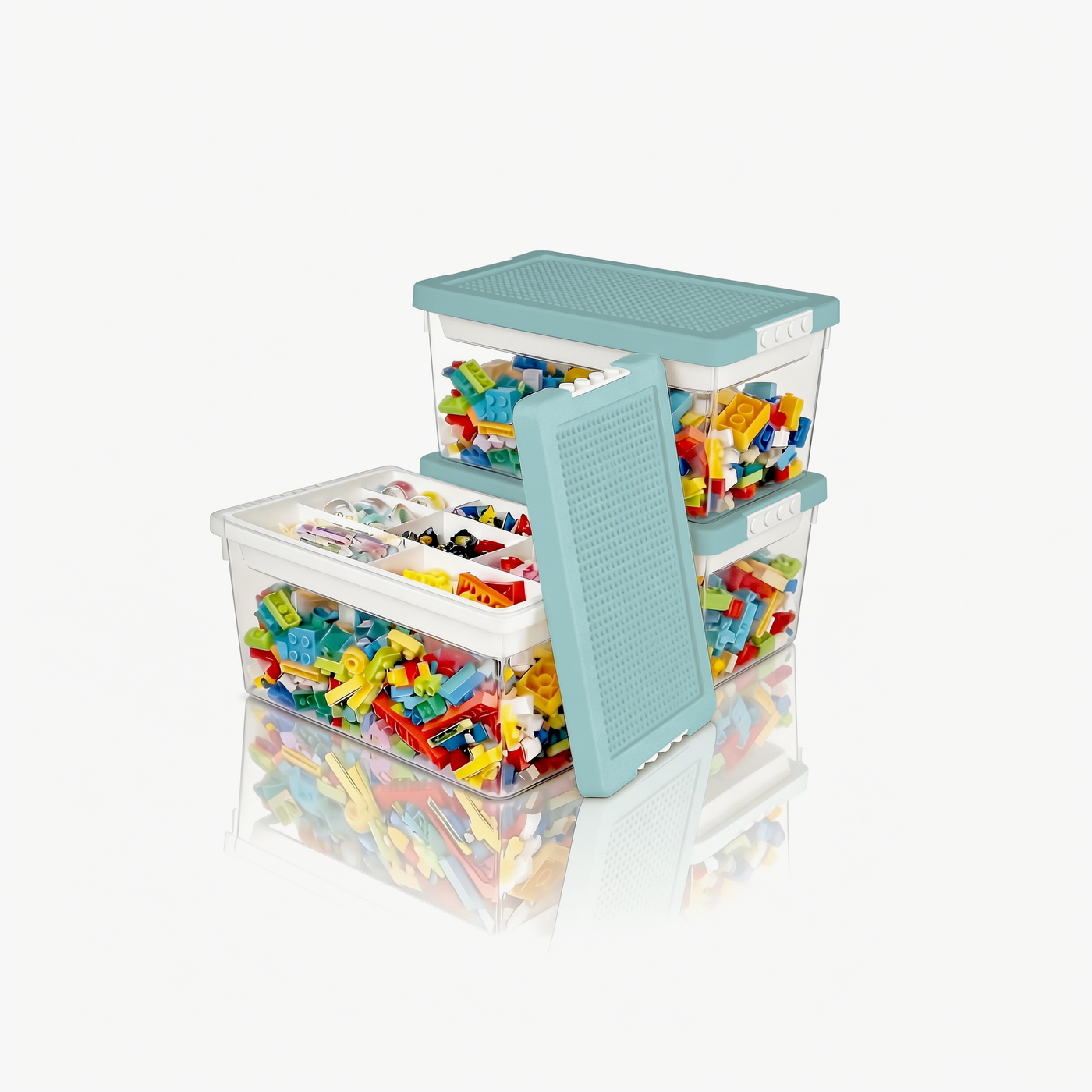Lego-Aufbewahrungsbox mit herausnehmbarem Fach