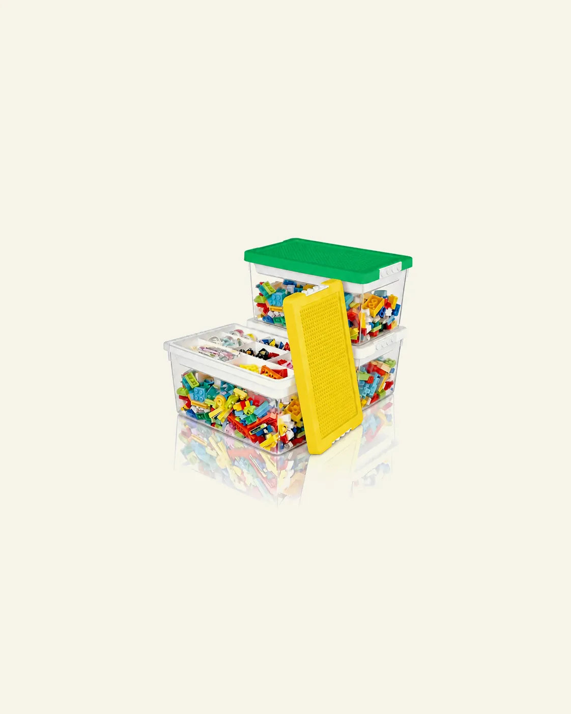 Stackable Toy Storage Bins with Baseplate Lids – Single & 3-Pack Bundles