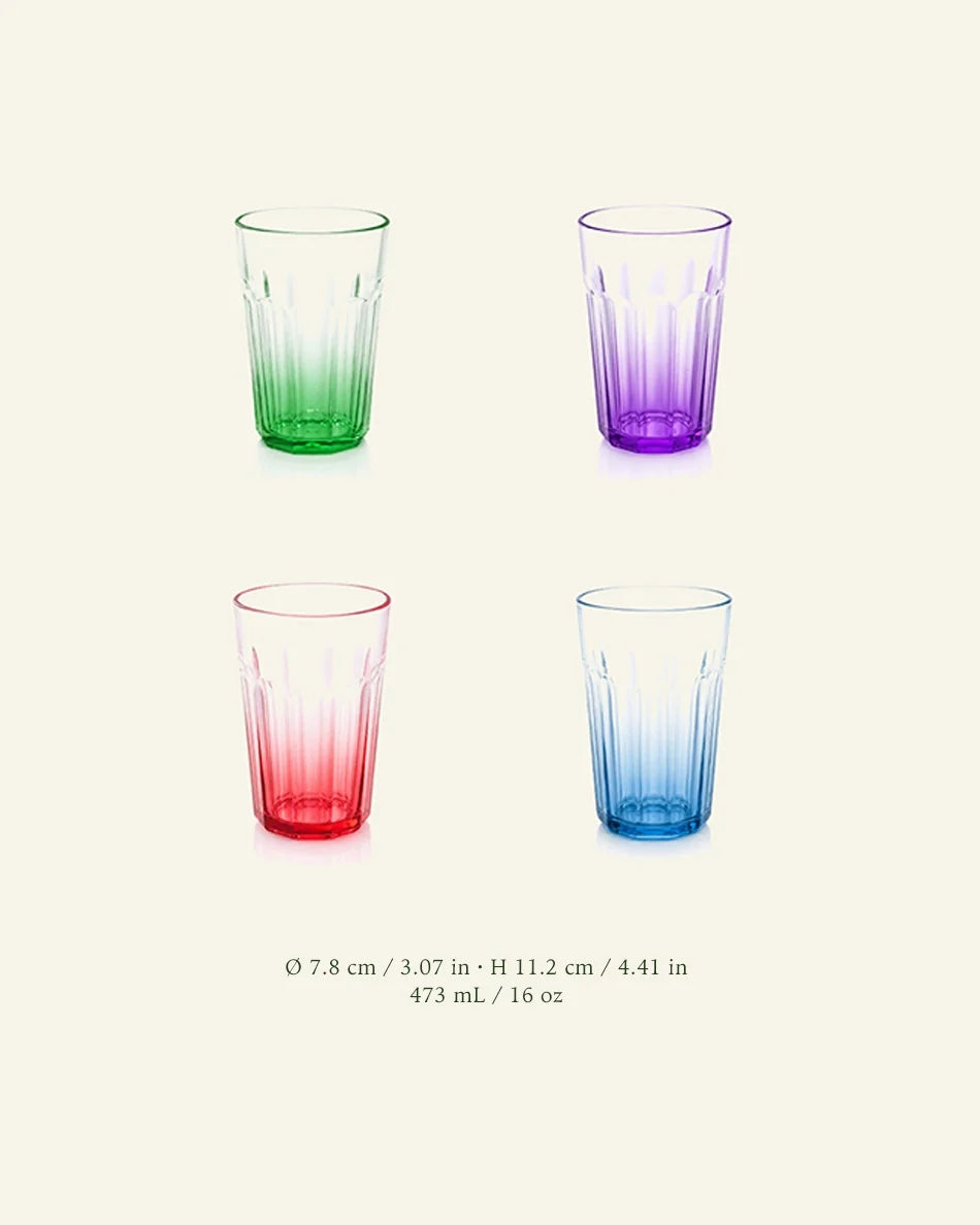 Unbreakable Plastic Drinking Glasses Set of 12 - dimensions